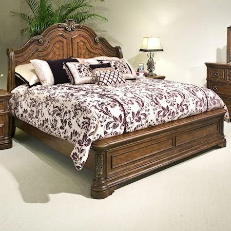 King Sleigh Bed with Applied Carvings